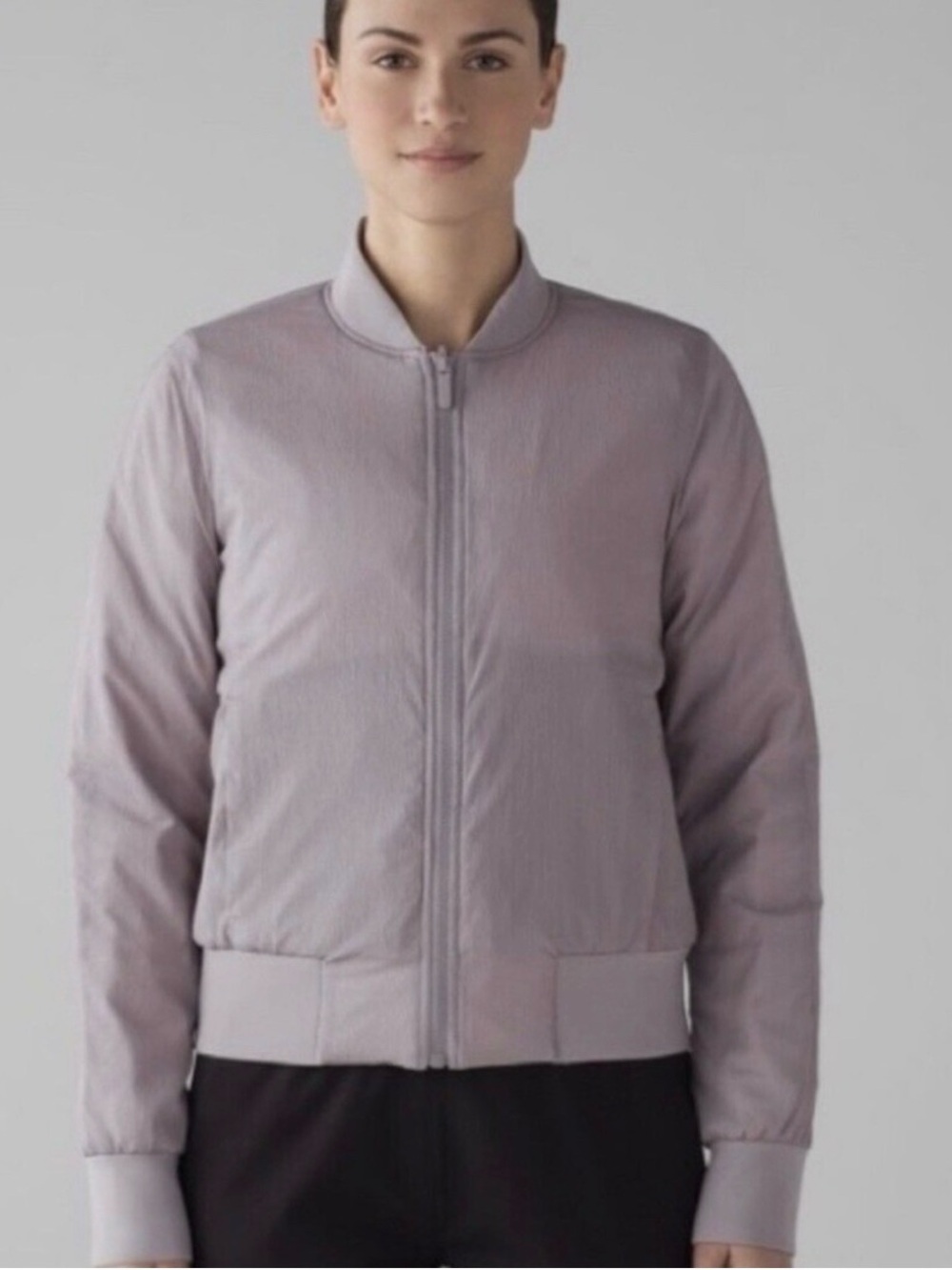 Lululemon size 4  Light Gray/purple Reversable Bomber Jacket Small